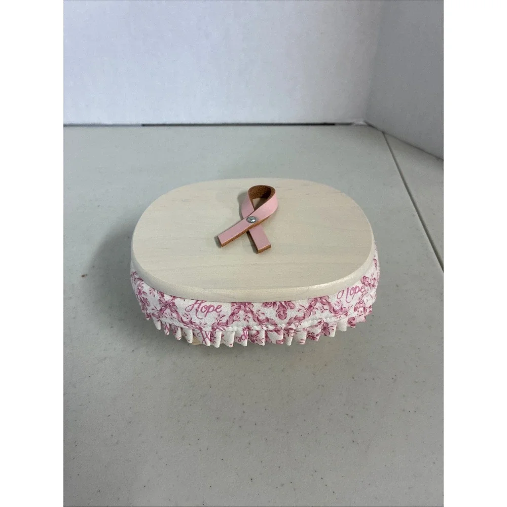 Longaberger Horizon of Hope Basket‎ Whitewash Wood Lid Pink Floral Liner